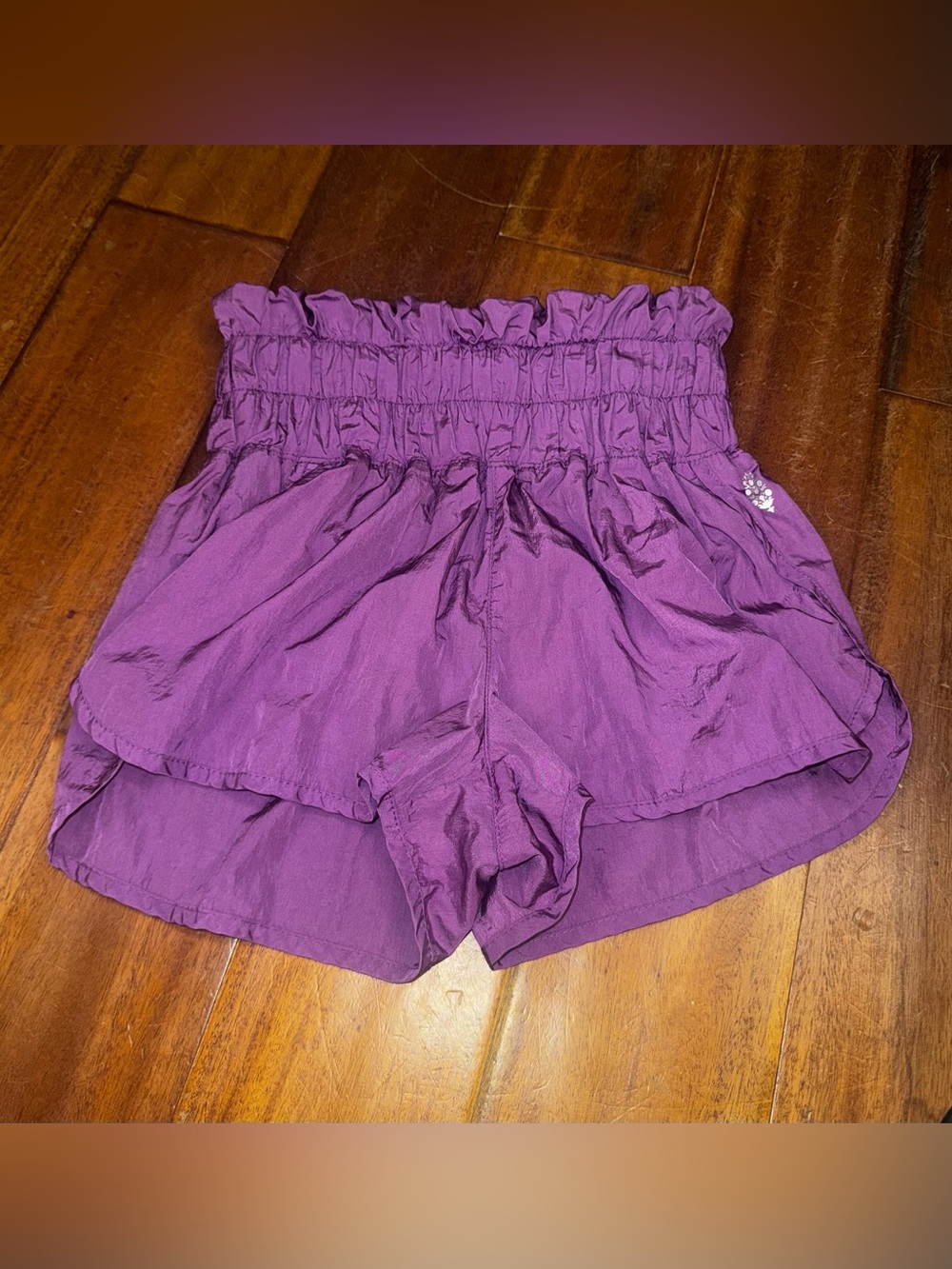 FP Movement Free People Violet Purple High-Waist Layered Ruffle Athletic Shorts
